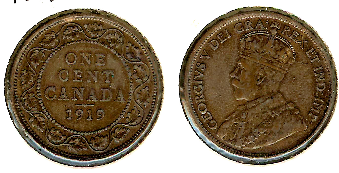 Canada large cent 1919 gVF